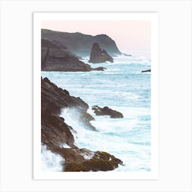 Cliffs And Waves - Pacific Ocean Pastel Sunset Art Print