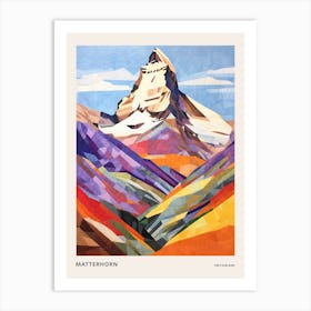 Matterhorn Italy And Switzerland 2 Colourful Mountain Illustration Poster Art Print