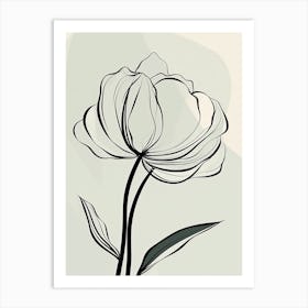 Line Art Tulips Flowers Illustration Neutral 5 Art Print