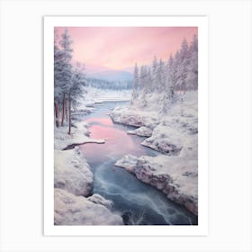 Dreamy Winter Painting Yellowstone National Park United States 3 Art Print