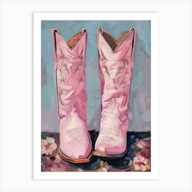 Pink Cowgirl Boots Painting Hot Pink Western 2 Art Print