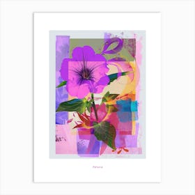 Petunia 3 Neon Flower Collage Poster Art Print