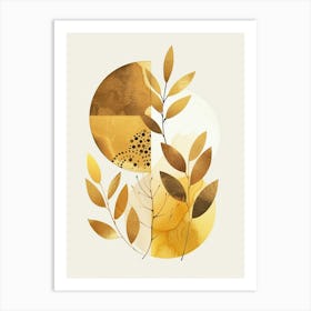 Abstract Gold Leaves 1 Art Print