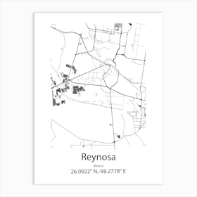 Reynosa,Mexico Minimalist Map Art Print