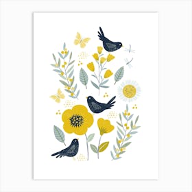 Blackbird Garden Art Print