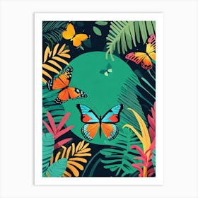 Colourful Butterfly Jungle v3 Art Print