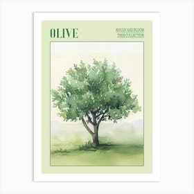 Olive Tree Atmospheric Watercolour Painting 4 Poster Art Print