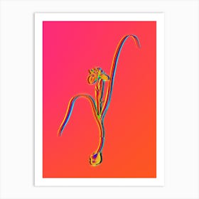 Neon Barbary Nut Botanical in Hot Pink and Electric Blue Art Print