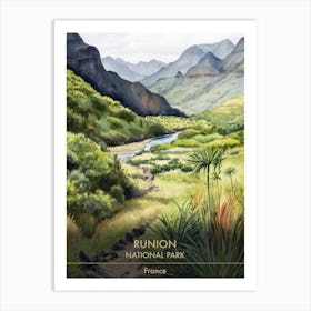 Runion National Park France Watercolour 2 Art Print