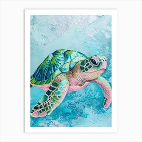 Pastel Pink & Blue Sea Turtle 2 Art Print