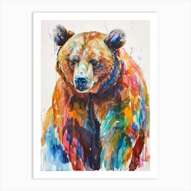 Brown Bear Colourful Watercolour 1 Art Print