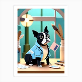 Boston Terrier-Reimagined 140 Art Print