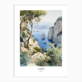 Capri Watercolour Travel Poster Art Print