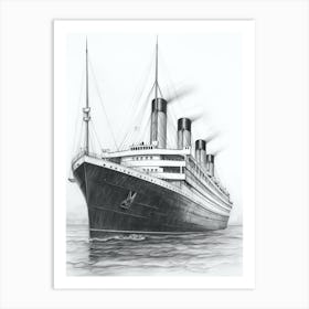 Titanic Ship Charcoal 2 Art Print