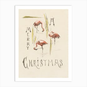 Christmas Card With Three Flamingos , Theo Van Hoytema Art Print