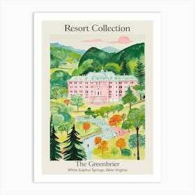 Poster Of The Greenbrier   White Sulphur Springs, West Virginia   Resort Collection Storybook Illustration 2 Art Print