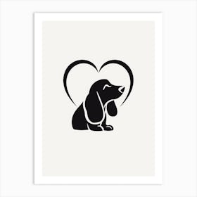 Minimal Basset Hound Heart Art Print