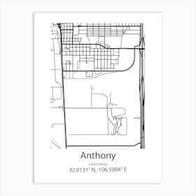 Anthony,United States Minimalist Map Art Print