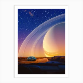 Space Road Trip At Dawn Art Print