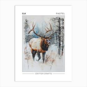 Elk Pastel Watercolour 4 Poster Art Print