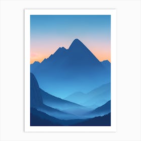 Misty Mountains Vertical Composition In Blue Tone 80 Art Print