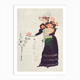 Woman Picking Up Flowers (1893), Edward Penfield Art Print