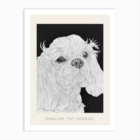 English Toy Spaniel Dog Line Sketch 2 Poster Art Print