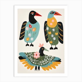 Folk Style Bird Painting Duck 2 Art Print