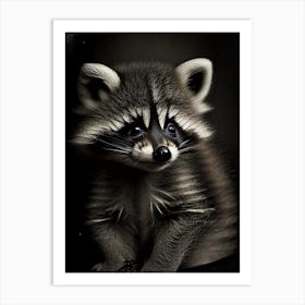 Baby Raccoon Vintage Photography Art Print