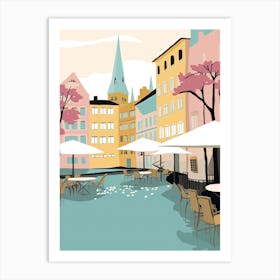 Malmo, Sweden, Flat Pastels Tones Illustration 4 Art Print