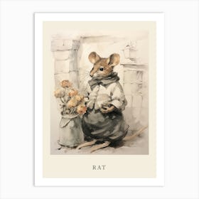 Beatrix Potter Inspired  Animal Watercolour Rat 1 Art Print