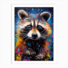 A Baby Raccoon Vibrant Paint Splash 4 Art Print