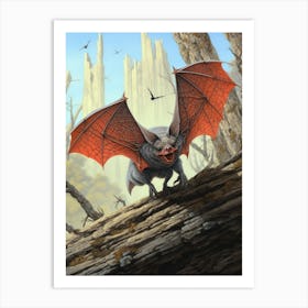 Disk Winged Bat Vintage Illustration 1 Art Print