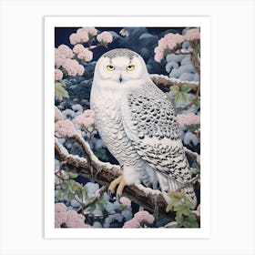 Ohara Koson Inspired Bird Painting Snowy Owl 1 Art Print