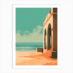 Abstract Illustration Of Hikkaduwa Beach Sri Lanka Orange Hues 1 Art Print