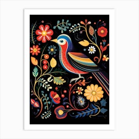 Folk Bird Illustration Sparrow 3 Art Print