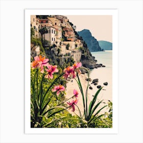 Amalfi Coast, Flower Collage 4 Art Print