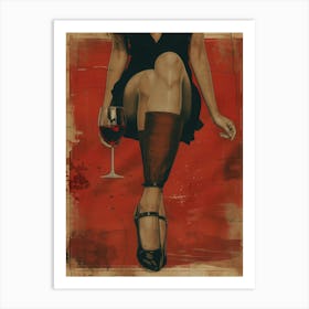 Girl With A Glass Of Wine 6 Art Print