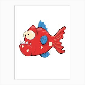 Piranha Cute funny fish Art Print