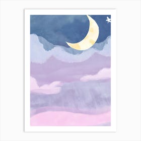 Moon And Clouds Art Print
