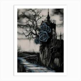 Dark Gothic Roses On The Road Art Print