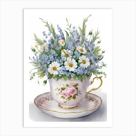 Teacup With Flowers Art Print