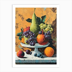 Fruit On A Marble Stand Art Print