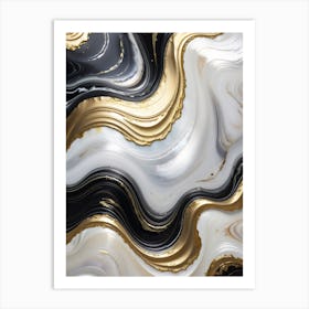 Abstract Black And Gold Marble Art Print