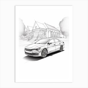 Honda Civic Line Drawing 3 Art Print