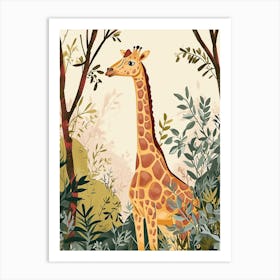 Storybook Style Illustration Of A Giraffe 8 Art Print