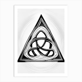 Triquetra, Symbol, Third Eye Simple Black & White Illustration 7 Art Print