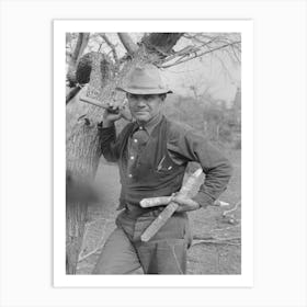White Migrant Worker With Hatchet And Stakes To Be Used In Setting Up New Camp Near Harlingen, Texas By Russell Art Print