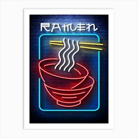 Ramen, noodle — Neon food sign, Food kitchen poster, photo art Art Print