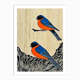 Barn Swallow Linocut Bird Art Print